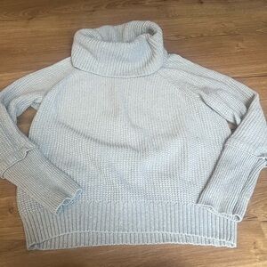 Women’s Market & Spruce Soft Gray Cowl Neck Sweater with Thumb Hole Sleeves